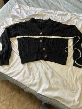 Vero Moda Black Cable-Knit Cropped Button Cardigan